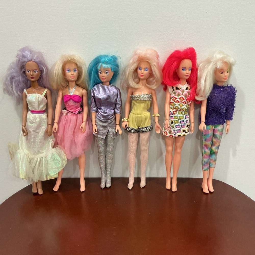 Vintage 1985 Hasbro Jem & the Holograms Doll Lot Of 6 Roxy Jem Aja Kimber